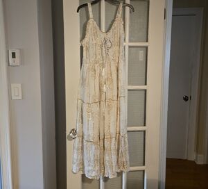Cream Ruffled Tiered Maxi Sundress